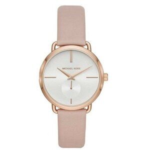Michael Kors Rose Gold Leather Watch MK2907 Portia Three-hand Blush